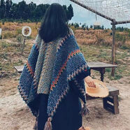 蓋淘復(fù)古異域民族風(fēng)毛衣針織披肩毛毯斗篷女外搭圍巾披風(fēng) 復(fù)古藍(lán)