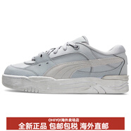 彪馬（PUMA）180Leather織物人造革頭層牛皮低幫板鞋男女同款灰色 37