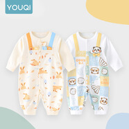 優(yōu)奇嬰兒衣服春秋新款連體衣純棉寶寶秋款哈衣全棉內(nèi)衣新生兒睡衣爬服 2件【嗨皮熊貓+平安喜樂】 80cm