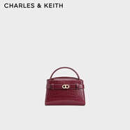 CHARLES&KEITH鱷魚紋凱莉包手提斜挎婚包包女包生日禮物CK2-50270880-1 Burgundy葡萄酒紅色 S