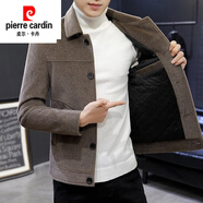 皮爾卡丹（pierre cardin）外套男士秋冬季工裝夾克翻領(lǐng)青年2024新款潮流貂絨毛呢子短款上衣 紅色 L