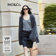 MO&Co.毛衣外套安哥拉羊初剪馬海毛粗紡寬松中長款開衫摩安珂 深花灰色 S 160
