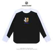 GHOST DUNK美式投籃訓練服男拼色速干透氣長(cháng)袖運動(dòng)t恤吸濕排汗跑步健身服 莫蘭特黑白 4XL