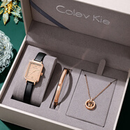 Colevkie女生生日禮物女士小眾高級精致送女友老婆閨蜜走心實(shí)用新年紀念日 香檳金皮帶（禮盒+手鐲+項鏈）