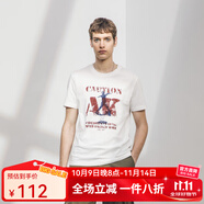 AKSERIESAK男裝輕復(fù)古LOGO大印花親膚透氣圓領(lǐng)潮流休閑短袖T恤男2100242 米白 3XL