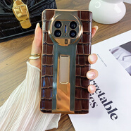 適用華為mateX3折疊屏手機殼鱷魚(yú)紋x3鉸鏈中軸真皮mx3防摔手機保護殼套 【電鍍-鱷魚(yú)棕】真皮鉸鏈-配高清前殼 華為 Mate X3