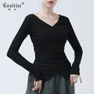 酷系成人現代舞上衣女古典舞練功服舞蹈服中國舞跳舞專(zhuān)業(yè)衣服 黑色-長(cháng)袖 M