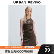 UR2025夏季新款女裝潮酷休閑褶皺修身無(wú)袖連衣裙UYV750019 深紅棕 L