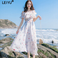 蕾遇潮牌女裝連衣裙女夏季新款雪紡碎花溫柔風長裙優(yōu)雅仙女沙灘裙 碎花 S