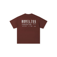 BONELESS標(biāo)語(yǔ)文字印花T恤圓領(lǐng)涼感速干短袖男夏季高街上衣體恤男 酒紅色 M
