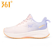 361°女鞋運(yùn)動鞋Q彈跑鞋秋季新款鞋子361度網(wǎng)面透氣減震輕便跑步鞋女 白粉/瑪瑙紫 37