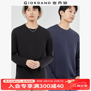 佐丹奴【2件裝】長(zhǎng)袖t恤男新款純棉基礎(chǔ)款純色圓領(lǐng)打底衫18023811 04黑/夜晚藍(lán) L