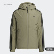 Adidas阿迪達斯羽絨服男裝冬季新款運動(dòng)服休閑連帽防風(fēng)保暖羽絨夾克外套 H23083/卡其連帽/羽絨保暖 S