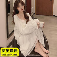 韞舜睡衣女公主風(fēng)長(cháng)裙夏天純色復古宮廷風(fēng)睡裙家居服2025新款性感蕾絲 睡衣長(cháng)裙女春秋-L（95-110斤）