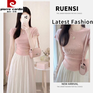 皮爾卡丹（pierre cardin）夏裝溫柔風(fēng)淑女穿搭女裝套裝裙子韓劇氣質(zhì)名媛高端兩件套chic韓風(fēng) 上衣 S