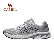 駱駝（CAMEL）運動(dòng)鞋女款2025新款鞋子跑步鞋透氣減震女鞋情侶款休閑慢跑鞋 X15B097001，終灰/銀白，男款 38