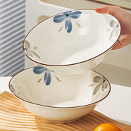 尚行知是碗面碗碗盤餐具日式陶瓷家用印花釉下彩湯碗湯盆簡約大容量8英寸 8英寸斗笠碗（2個裝）