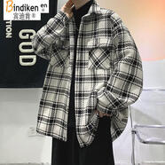 賓迪肯（BINDIKEN）小香風(fēng)格子羊羔毛外套男秋冬季潮牌寬松棉服大碼男裝夾克棉衣潮流 XZ308A-1-XXF001白色（常規(guī)款） XL