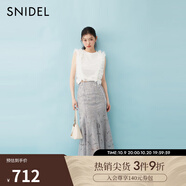 SNIDEL2025春夏新品優(yōu)雅百搭高腰蕾絲鏤空鉤花半身裙SWFS252012 灰色 M (1)