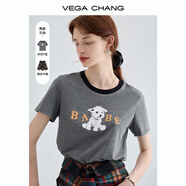 VEGA CHANG半身裙女2025年夏季新款美式休閑學(xué)院風(fēng)小眾設(shè)計感高腰格紋裙褲 印花灰（T恤） S