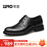 零度Zero男鞋正裝皮鞋2025秋冬新款男士商務(wù)休閑鞋牛皮保暖加絨英倫 黑色 40