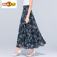 初徑2025夏季百搭碎花半身長(cháng)裙新款高腰印花A字裙大擺大碼舞長(cháng)裙 氣質(zhì)竹葉 M 95-105