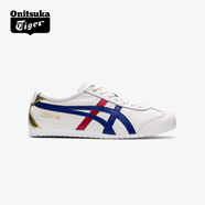 Onitsuka Tiger鬼塚虎MEXICO 66?夏季男女復(fù)古燙金休閑小白鞋 白色/深藍(lán)色 37.5