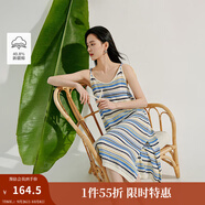 茵曼（INMAN）彩虹條紋針織吊帶裙2025夏季女裝新品V領(lǐng)無(wú)袖內(nèi)搭連衣裙長(zhǎng)裙 彩虹藍(lán) S