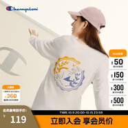 Champion冠軍夏季新款美式街頭復(fù)古潮流撞色徽章全棉打底衫長(zhǎng)袖t恤男