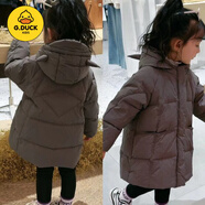 G.DUCKKIDS【特價清倉】兒童羽絨服男寶女寶冬季中長款外套小惡魔新款童裝 摩卡色 （男女寶） 140