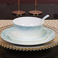 紅牡丹景德鎮(zhèn)骨瓷碗盤餐具家用陶瓷碗具輕奢米飯碗具釉下彩碗筷喝湯大碗 云錦萬(wàn)里4.5英寸澳碗1個(gè)