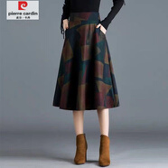 皮爾卡丹（pierre cardin）秋裝新款中長裙大碼女裝毛呢冬季半身裙a字裙百褶裙冬裙裙子女冬 【5002#】復(fù)古(中長裙) M 【建議105斤內(nèi)】