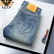 亞得步;AEXP高端品牌高端牛仔褲男士修身小腳2025秋冬新款商務(wù)休閑懷舊輕奢褲 6093 31