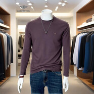 ANDSEEYOU 潮牌男士長(zhǎng)袖T恤 2025春秋新款簡(jiǎn)約純色內(nèi)搭圓領(lǐng)修身百搭上衣 5825款 紫色 M