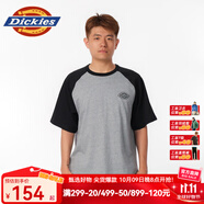 dickiesT恤 寬松百搭 小logo印花插肩袖舒適圓領(lǐng)T恤 男女情侶款 中羽灰 S