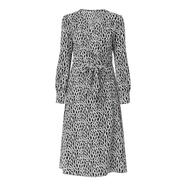 GIRDEAR/哥弟新款法式V領(lǐng)中長(cháng)裙茶歇裙長(cháng)袖印花連衣裙1500498 黑白斑點(diǎn) 均碼 2(108斤)