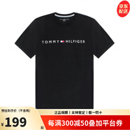 Tommy Hilfiger湯米 希爾費格男士夏季百搭時尚字母LOGO圓領(lǐng)短袖T恤Z奢侈品潮牌 001黑色 L clasic fit歐美版偏大】