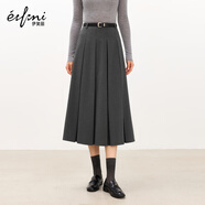 伊芙麗（eifini）伊芙麗經(jīng)典簡(jiǎn)約質(zhì)感百褶長(zhǎng)半裙女2025秋季新款百搭休閑通勤裙子 沉檀灰 中長(zhǎng)版 預(yù)售 [10月15日]發(fā) 隨單贈(zèng)送皮帶 S 80-100斤