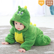 奇樂(lè)兔寶寶秋冬恐龍連體衣嬰兒超萌老虎哈衣爬服雙層外出服兒童保暖衣 綠色X9309恐龍雙層棉內(nèi)里 59身高52-59（0-3個(gè)月） 重8-12斤