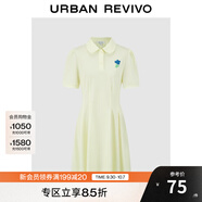 UR2025春季新款女裝立體花朵收腰Polo領(lǐng)短袖連衣裙UYY750054 淺黃 S