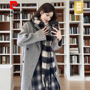 皮爾卡丹（PIERRE CARDIN）羽絨服內(nèi)膽毛呢毛呢大衣女中長款2025冬季新款韓版高級感加厚外套 灰色*  加厚 XS 80-105斤