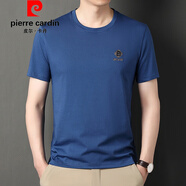 皮爾卡丹（pierre cardin）官方高端冰絲恤男短袖新款潮流時(shí)尚印花半袖夏季薄款圓領(lǐng)寬松彈力 品牌旗艦9190031亮蘭 M 165/105/48推薦100-120斤