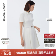 朗姿【尖貨補(bǔ)單】黑白色顯瘦輕禮服襯衫連衣裙女夏新款復(fù)古小黑裙裙子 白色 M 160/80A