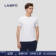 藍豹（LAMPO）【不止于絲】春夏男士休閑短袖男白色素面絲棉混紡圓領(lǐng)男士T恤 白色 L (48)