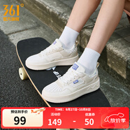 361°板鞋女鞋秋冬季新款青禾百搭經(jīng)典革面厚底小白鞋休閑運(yùn)動(dòng)鞋子女 【沖孔透氣】羽毛白/燕麥奶 36
