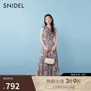 SNIDEL2025春夏新品優(yōu)雅荷葉邊小飛袖印花茶歇連衣裙SWFO252316 灰色 M (1)