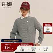 Teenie Weenie小熊絞花毛衣秋冬學(xué)院風(fēng)綿羊毛混紡針織衫 灰色 170/L