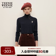Teenie Weenie小熊女裝春季簡(jiǎn)約時(shí)尚休閑雙層高領(lǐng)針織毛衣打底衫