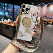 適用于蘋果15ProMax手機殼女iPhone13保護殼14Pro小眾11帶掛繩12手機套 【白色】蝶戀花 iPhone 15