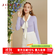 卓雅周末（JORYA weekend）安妮公主系列|23春季新款蝴蝶結(jié)珠飾修身長袖羊毛針織衫EJWCCM16 紫色-預售7天 S -預售7天